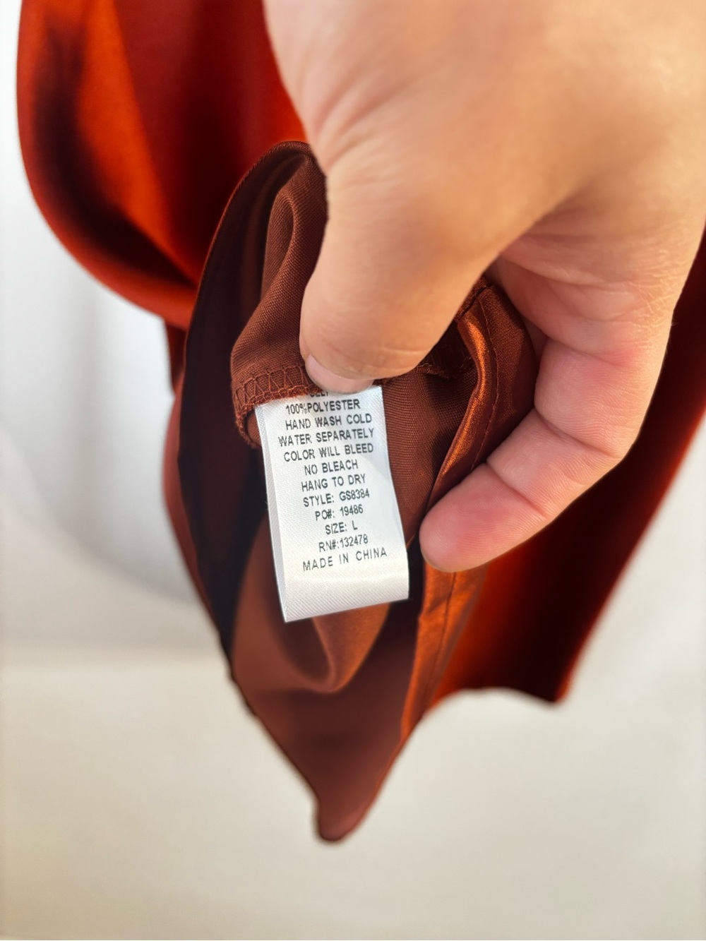 NWT Glam Satin Slip Skirt in Burnt Orange Large, Banded Waist - Picture 8 of 9